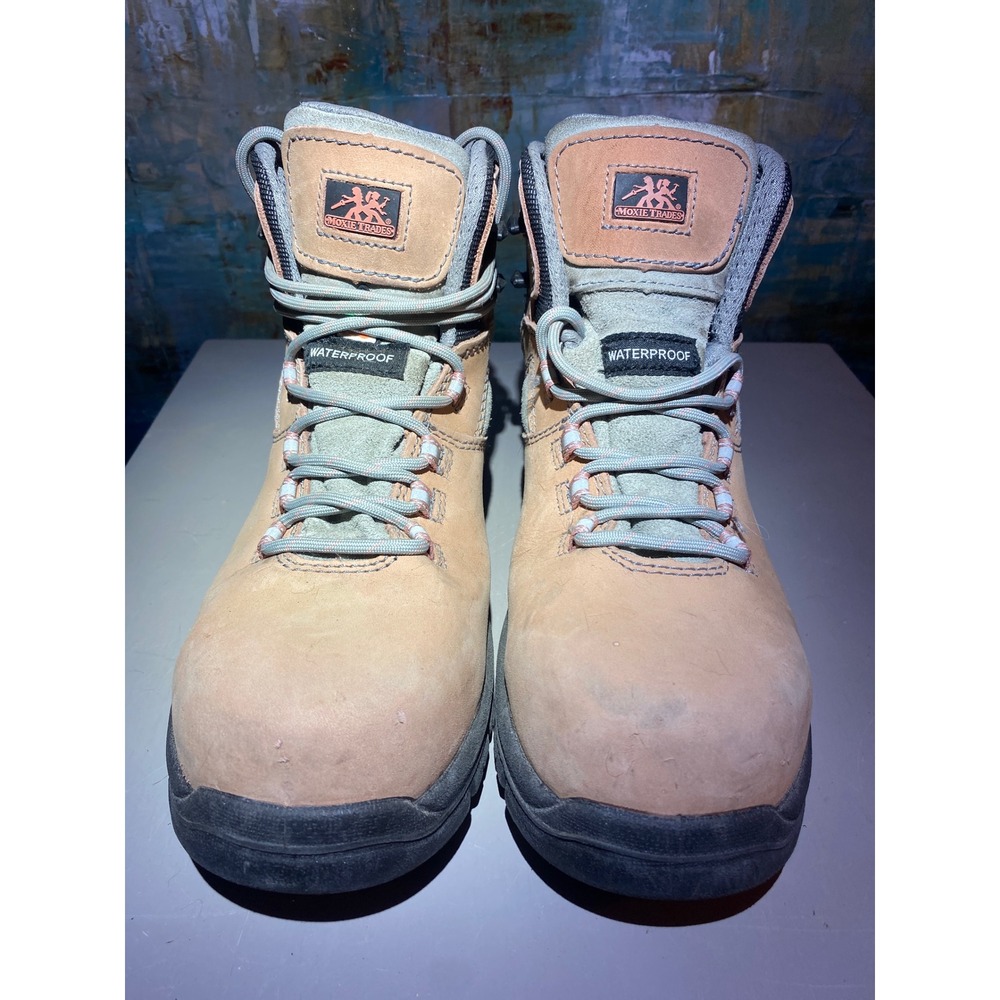 Moxie Trades‎ Alice Waterproof Work Boots Tan Leather Safety Toe Womens 8.5